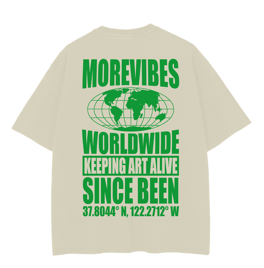 Keeping Art Alive  "Skate Shop" T-shirt [Cream + Green]